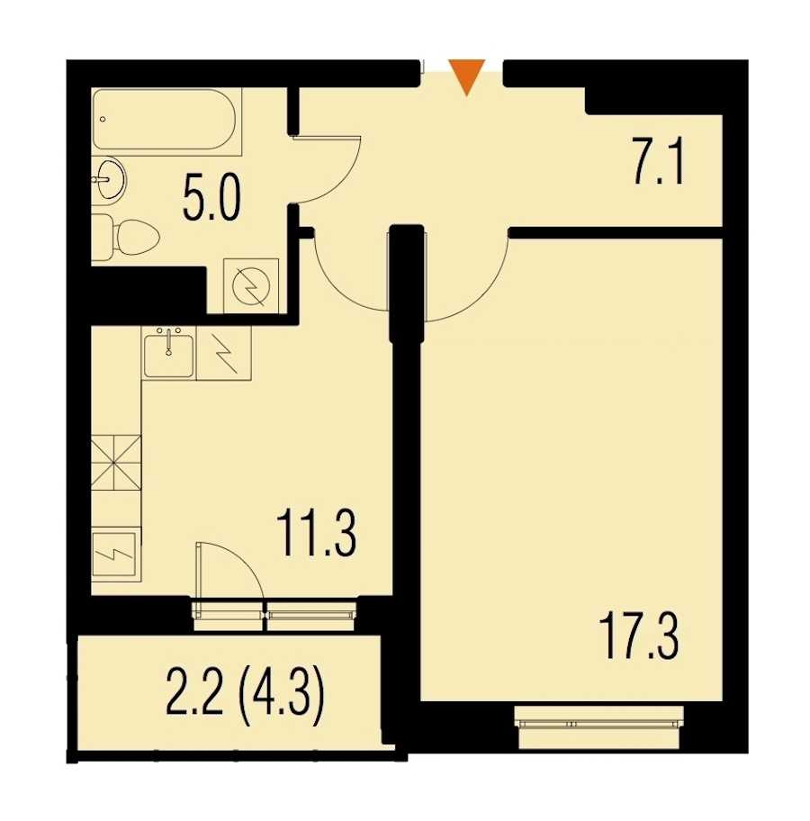 Однокомнатная квартира в : площадь 43 м2 , этаж: 20 – купить в Санкт-Петербурге